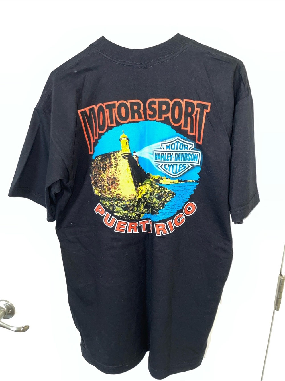 Harley-Davidson 2003 Motorsport Puerto Rico T-Shirt vintage tee with lighthouse
